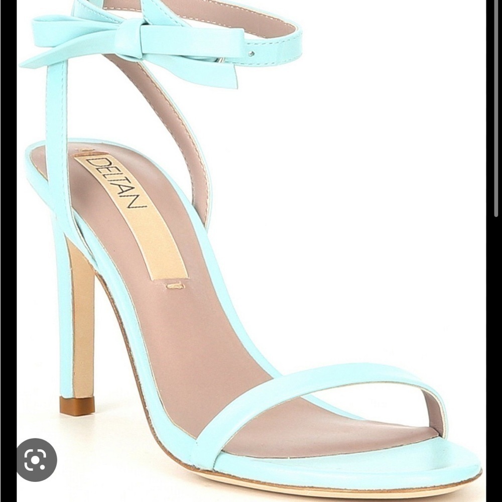 Deltan Miranda Leather Ankle Bow Dress Sandals Blue Mint Green Size 9 NWOT
